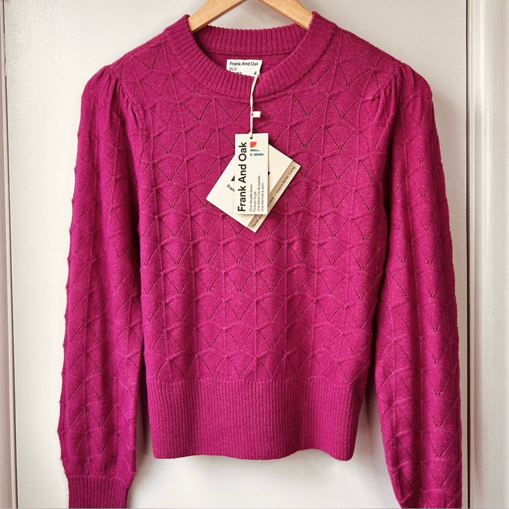 Nwt Frank And Oak Pointelle Sweater Pink